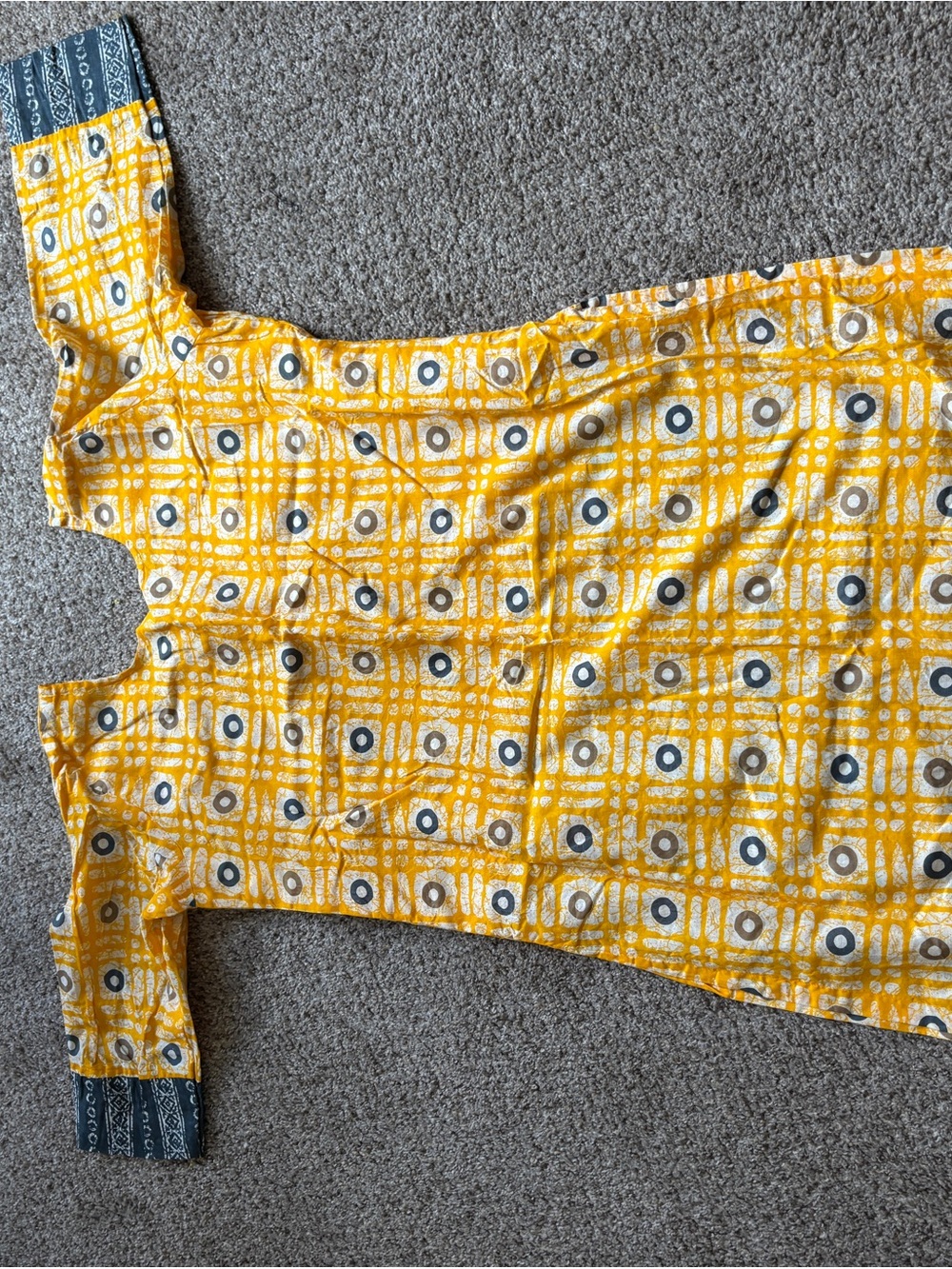 New Yellow Cotton Indian Suit Set L - Picture 2 of 5